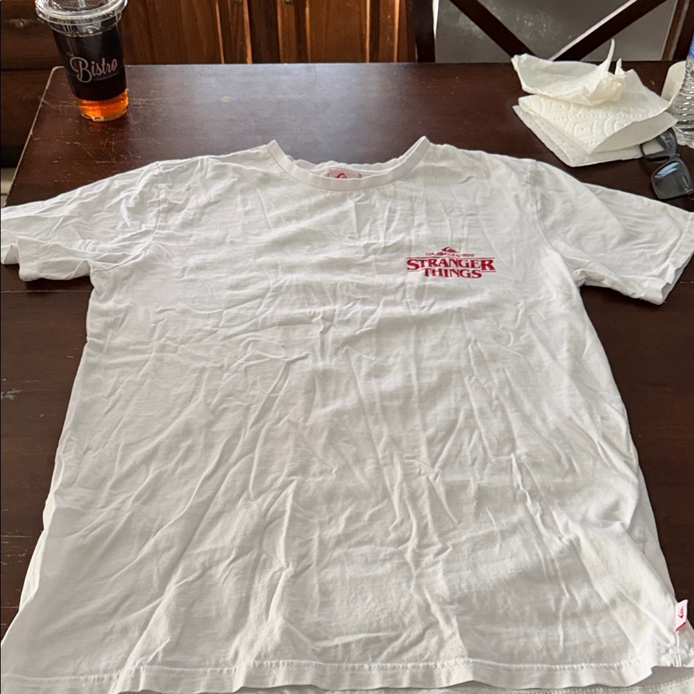 Quiksilver White Tee with Red Print